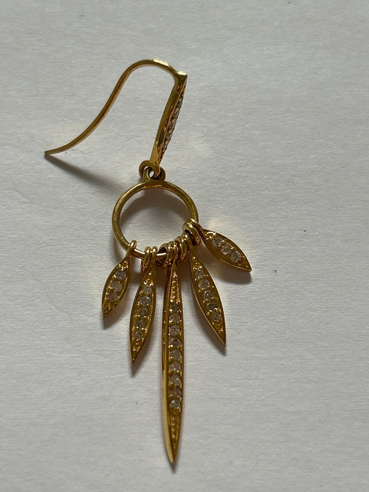 14K Gold Drop Earrings with Diamonds