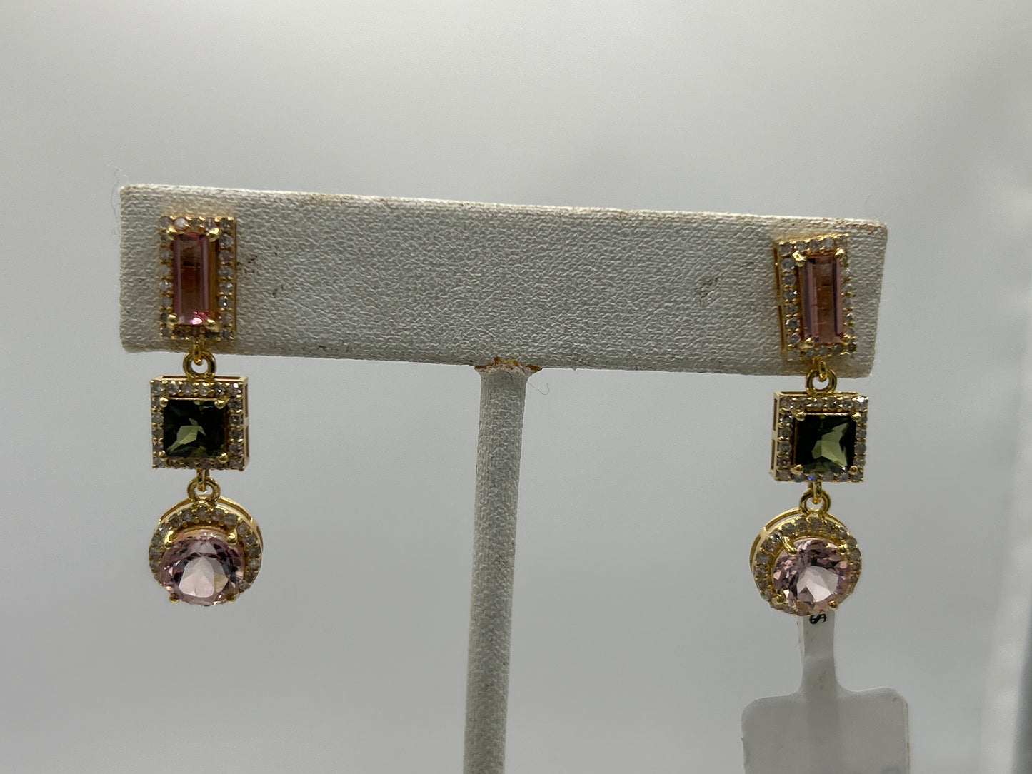 14k Gold Tourmaline Diamond Earring