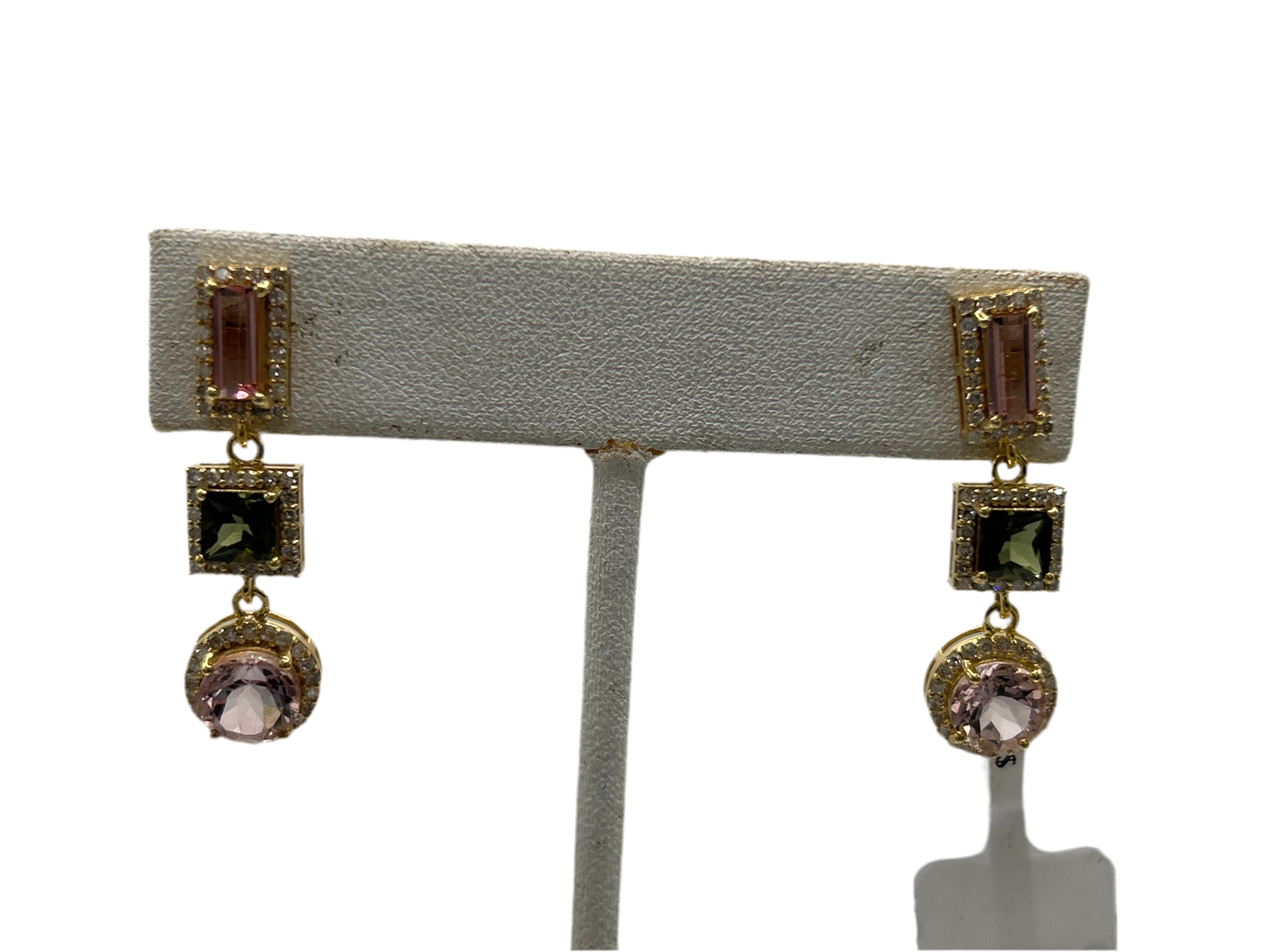 14k Gold Tourmaline Diamond Earring