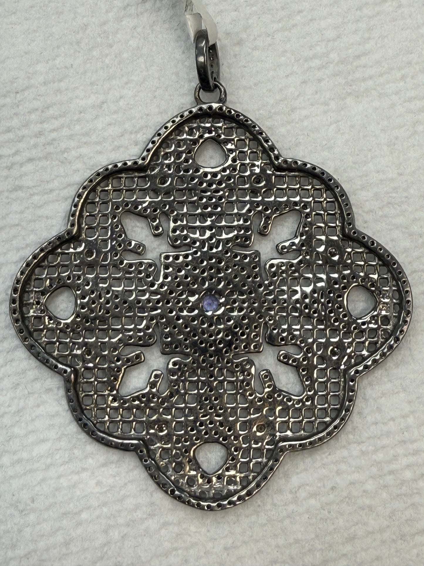 Diamond Pendant Pave Silver Pendant