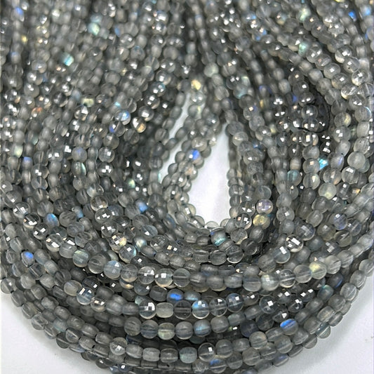 Labradorite Beads Faceted Coin
