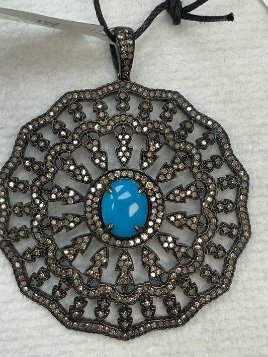 Turqouise Silver and Diamond Pave PENDANT & CHARMS