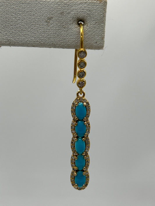 14k Gold Turquoise Diamond Earring