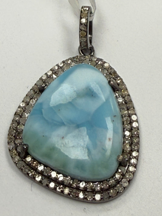 Larimar Diamond Pendant