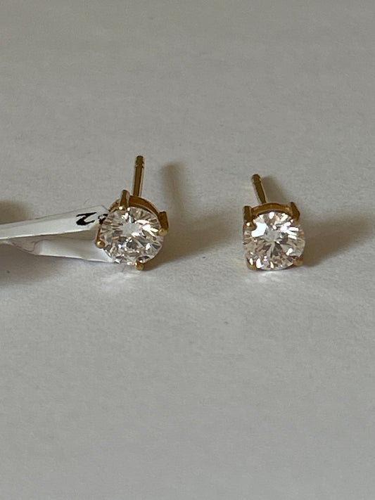 14k Solid Gold CVD Diamond Stud Earring