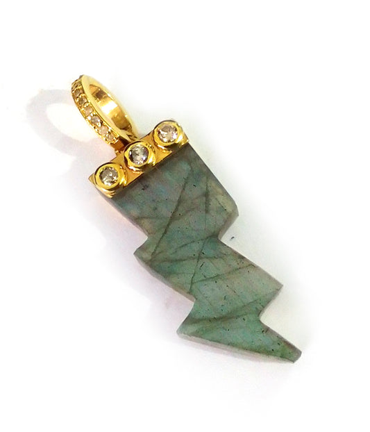 Labradorite Pave Diamond Pendant