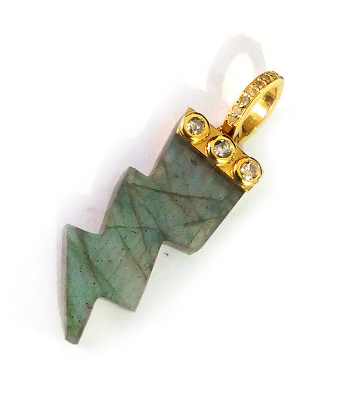 Labradorite Pave Diamond Pendant