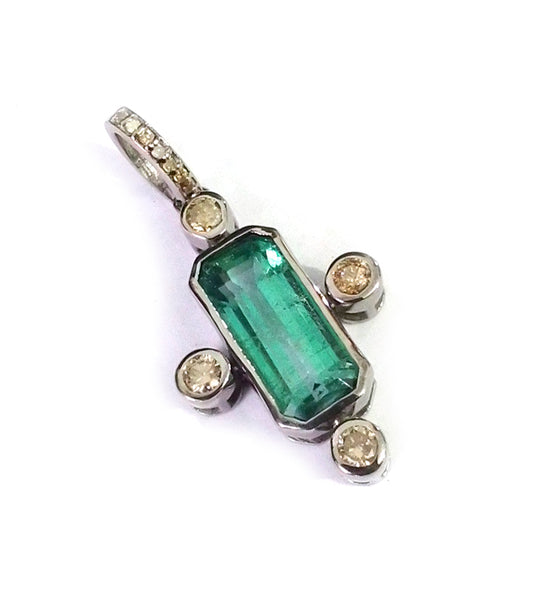 GREEN KYNITE Pave Diamond Pendant