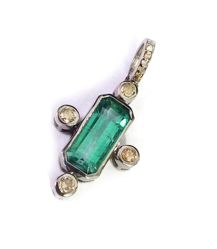 GREEN KYNITE Pave Diamond Pendant