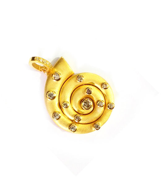 Spiral Shell Silver Pave Diamond Pendant