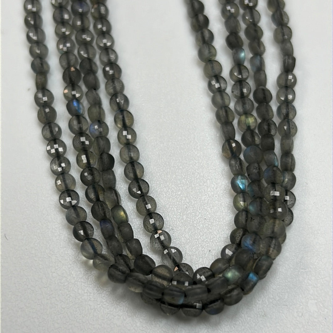 Labradorite Beads Faceted Coin