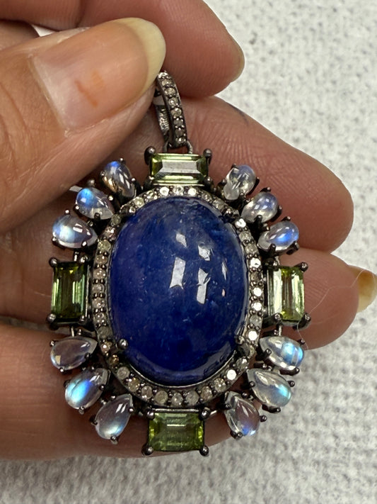 Tanzanite Tourmaline Diamond Pendant