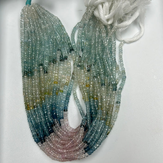 Aquamarine Beads Faceted Roundelle