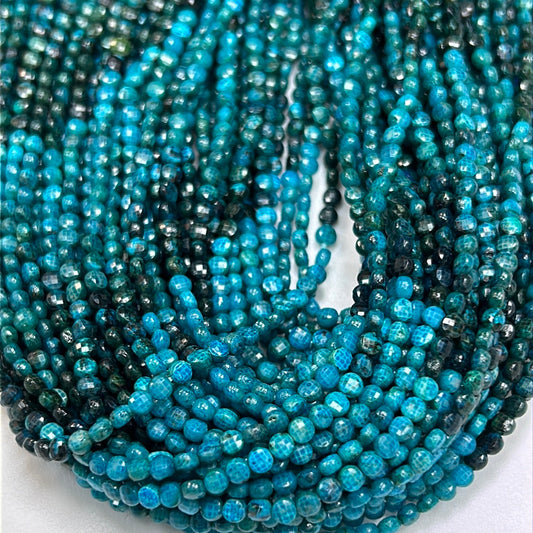 Chrysocolla Beads Faceted Coin