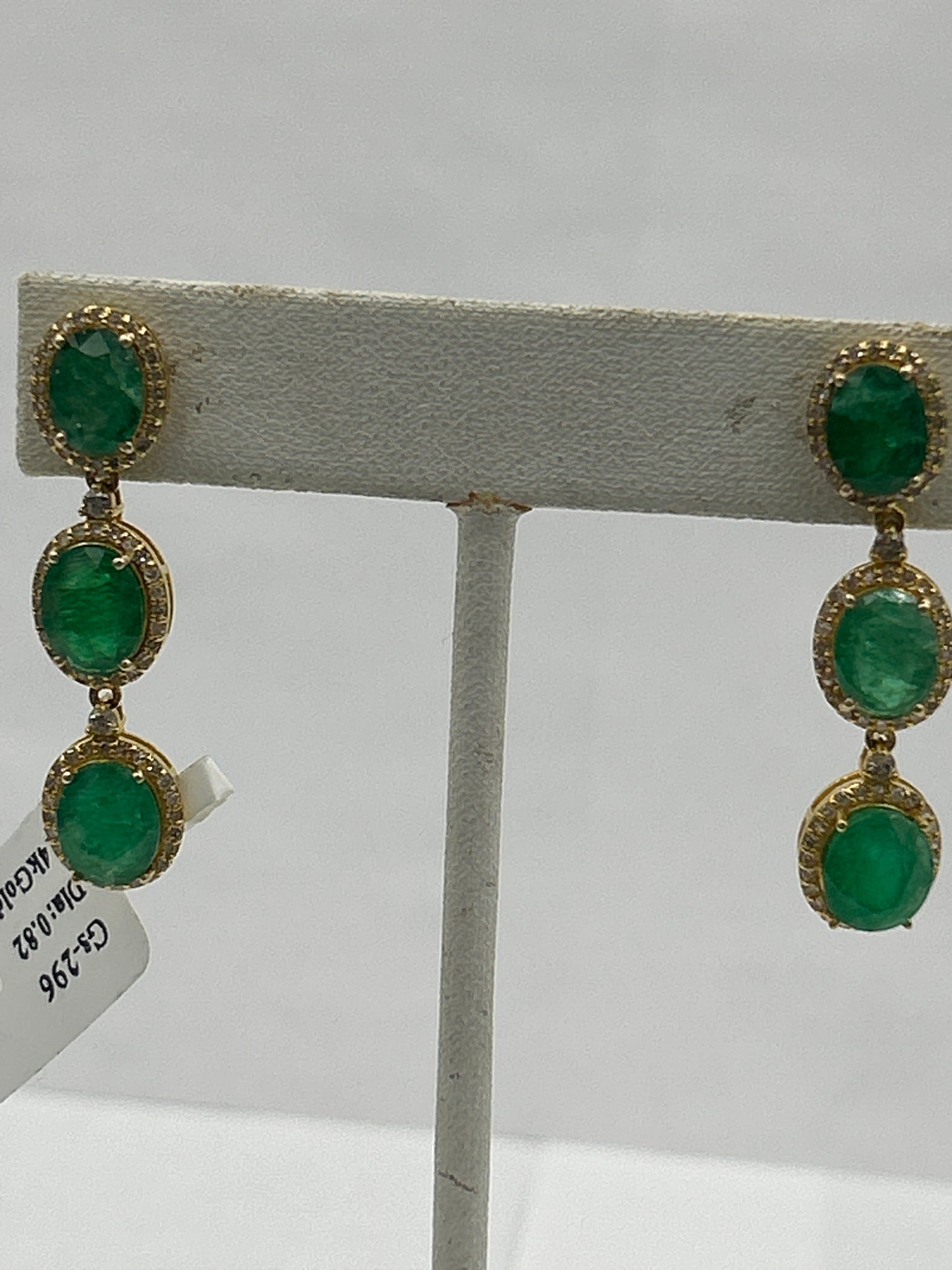 Natural Emerald 14k Gold Diamond Earring