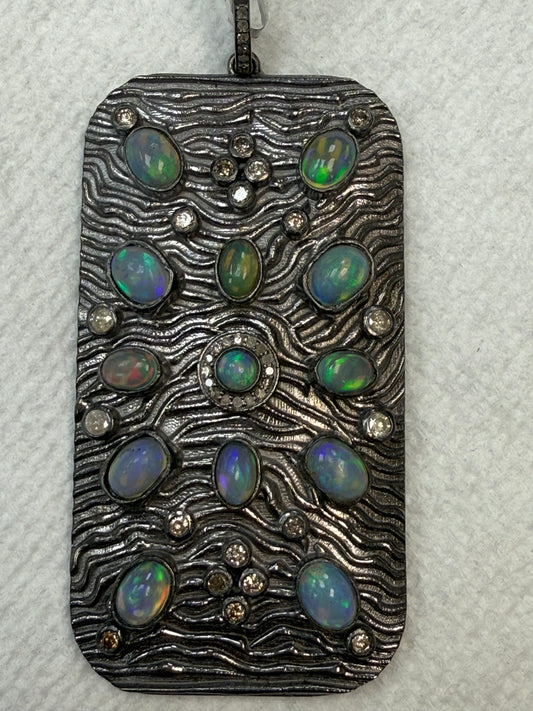 Silver and Diamond Pave PENDANT & CHARMS With Stone