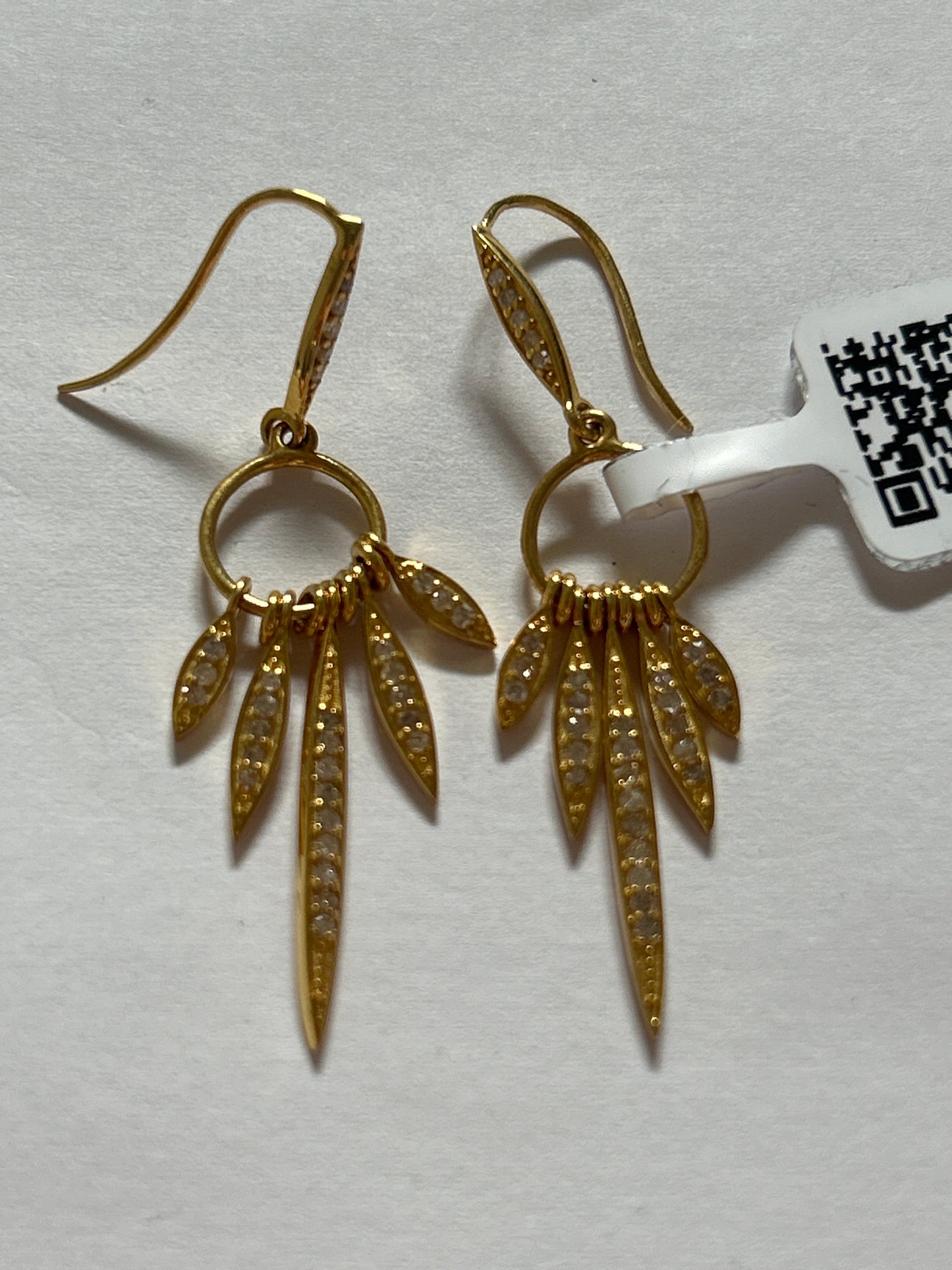 14K Gold Drop Earrings with Diamonds