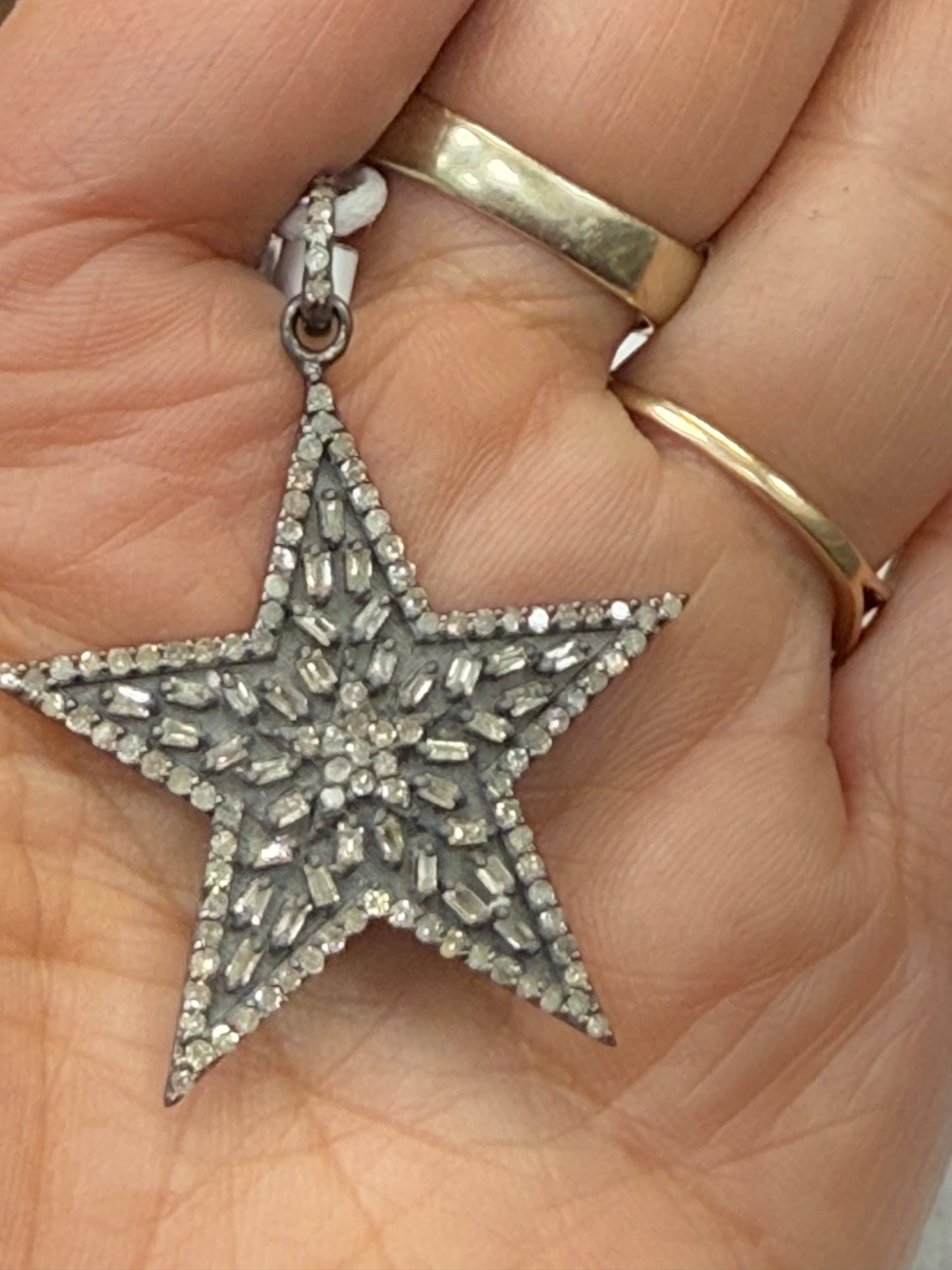Matte Star Baguettes Diamond Pendant