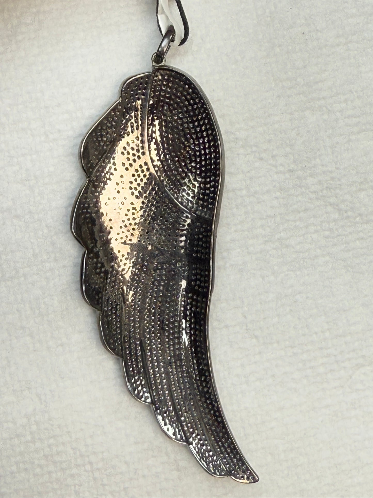 Feather Silver and Diamond Pave PENDANT & CHARMS With Stone