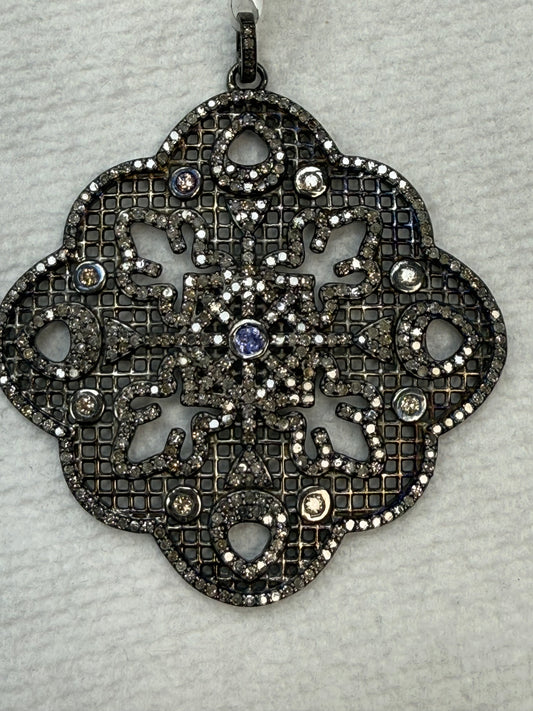 Diamond Pendant Pave Silver Pendant