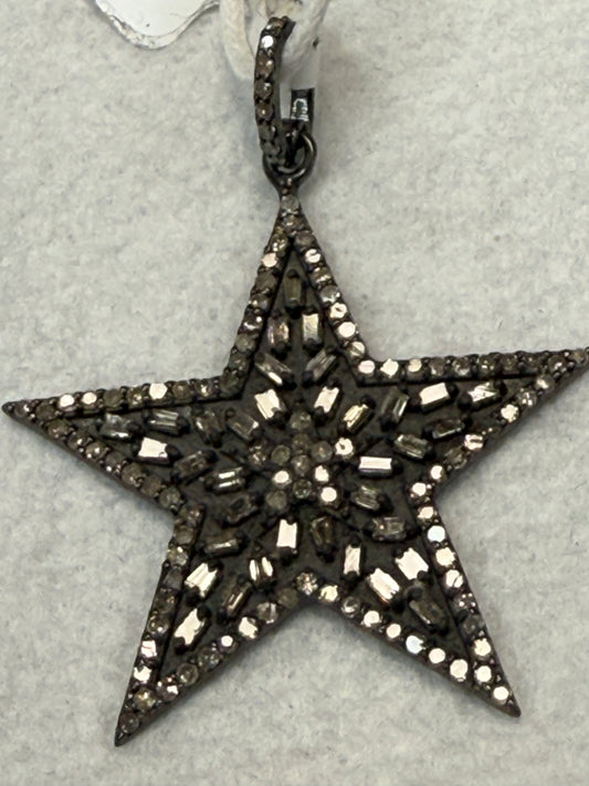 Matte Star Baguettes Diamond Pendant