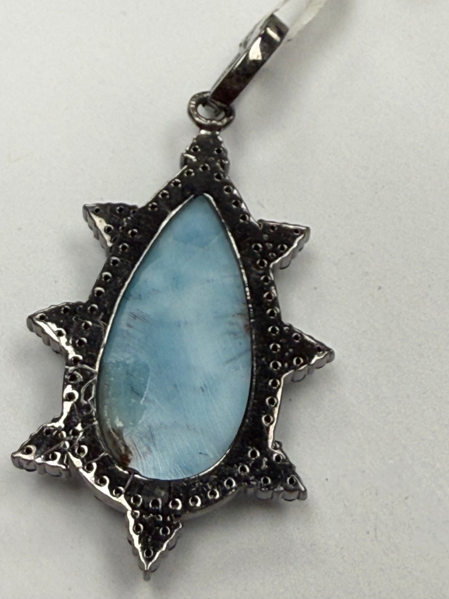 Larimar Sapphire Diamond Pendant