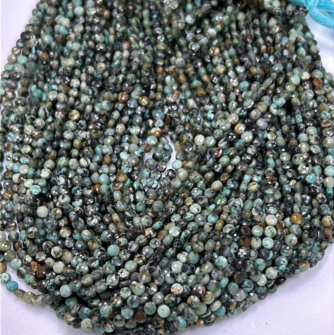 Turquoise Beads Faceted Coin