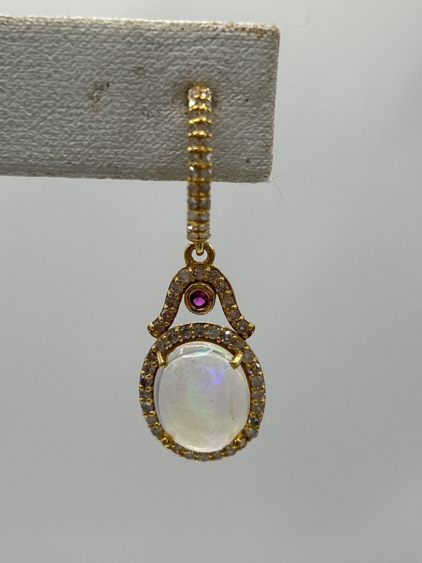 14k Gold Opal Diamond Earring