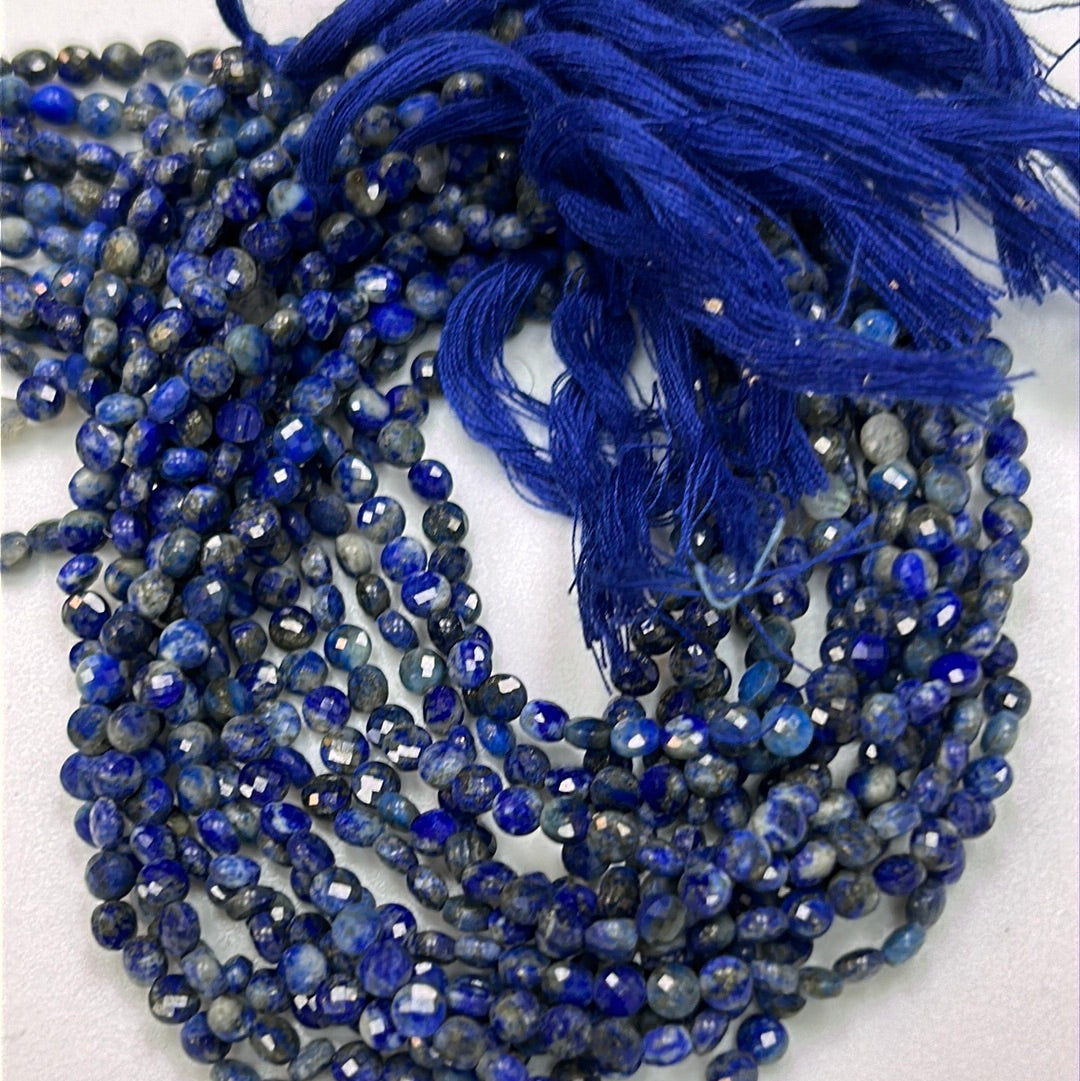 Lapis Lazuli Beads Faceted Coin