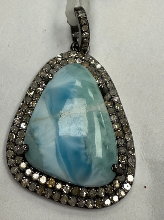 Larimar Diamond Pendant