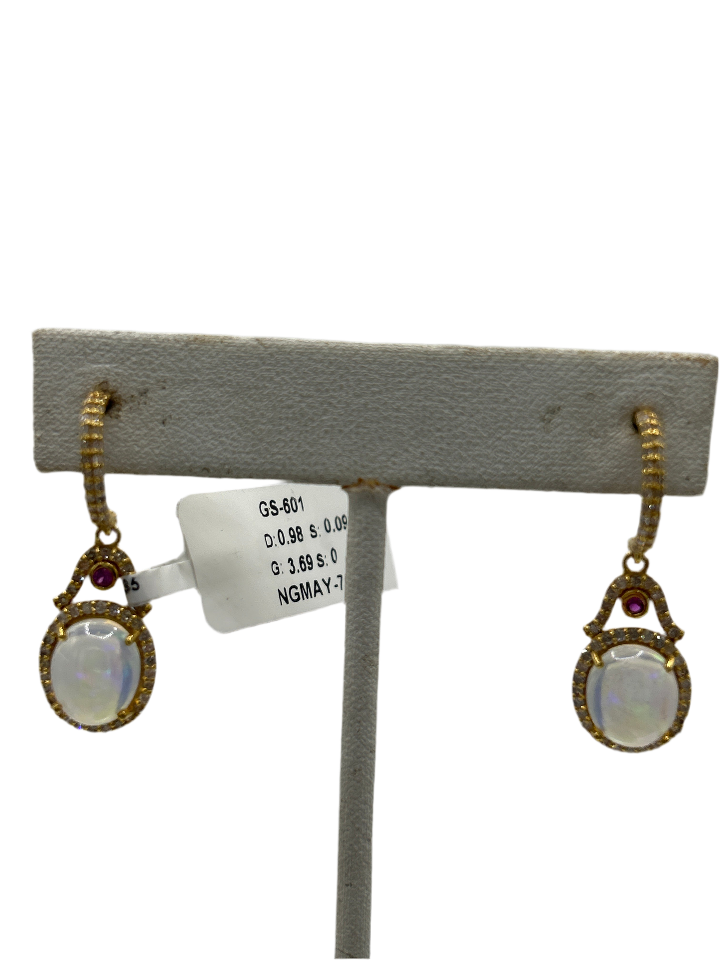14k Gold Opal Diamond Earring