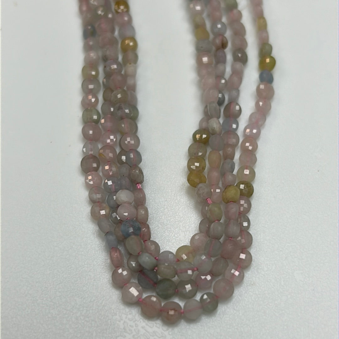 Aquamarine, Morganite Aquamarine Beads Faceted Coin