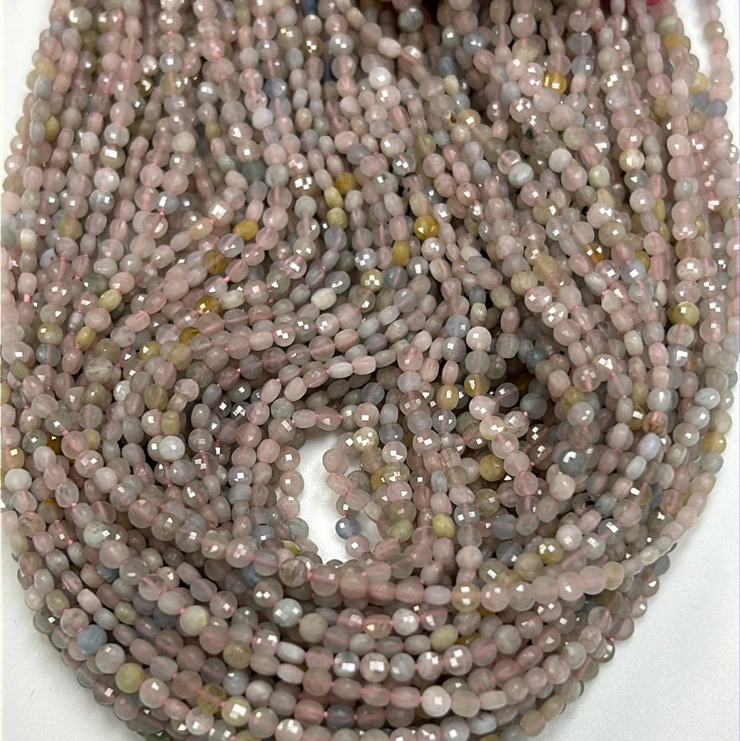 Morganite Aquamarine Beads Faceted Coin