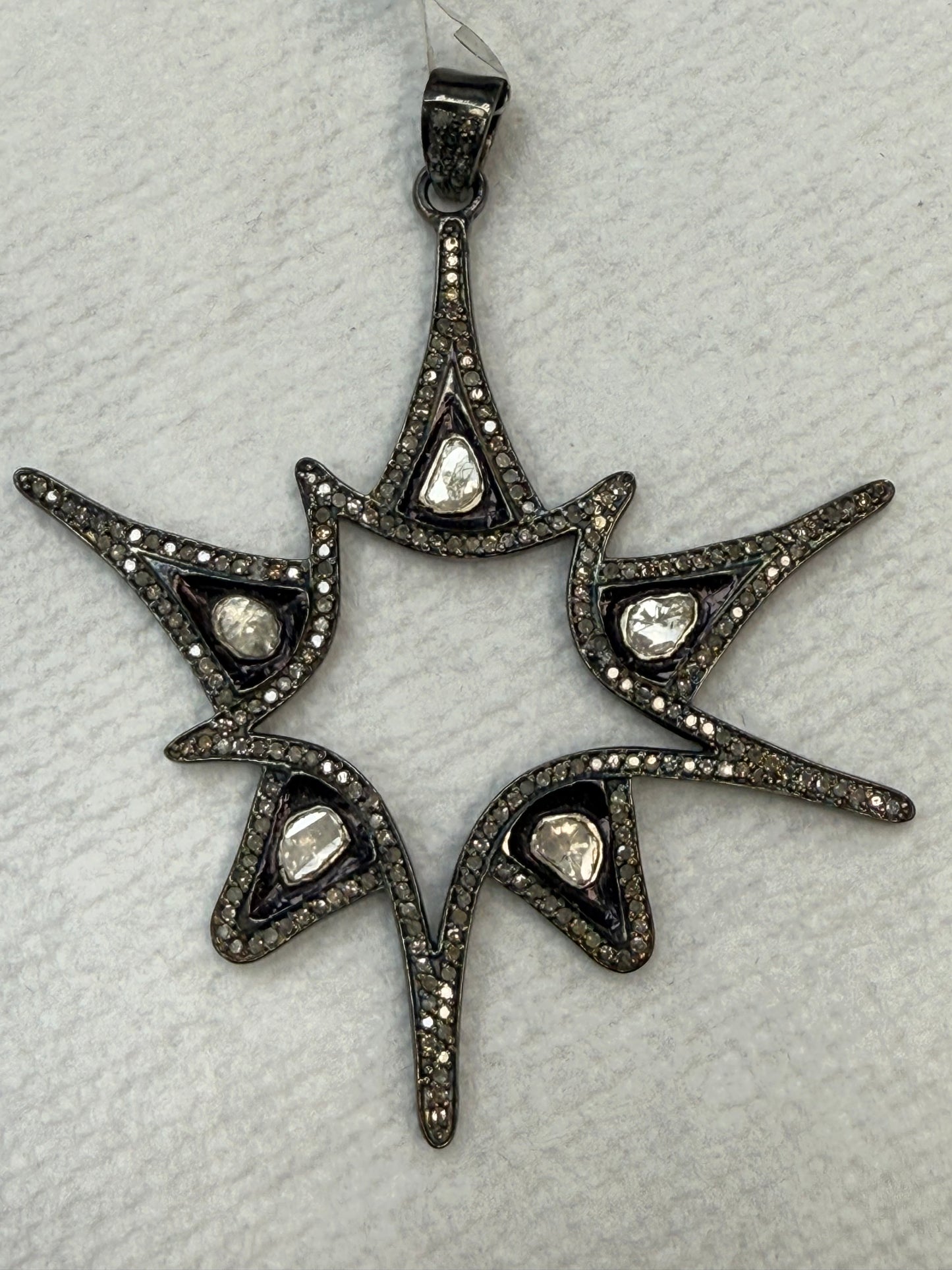 Star Shape diamond Pendant With Diamond Slice