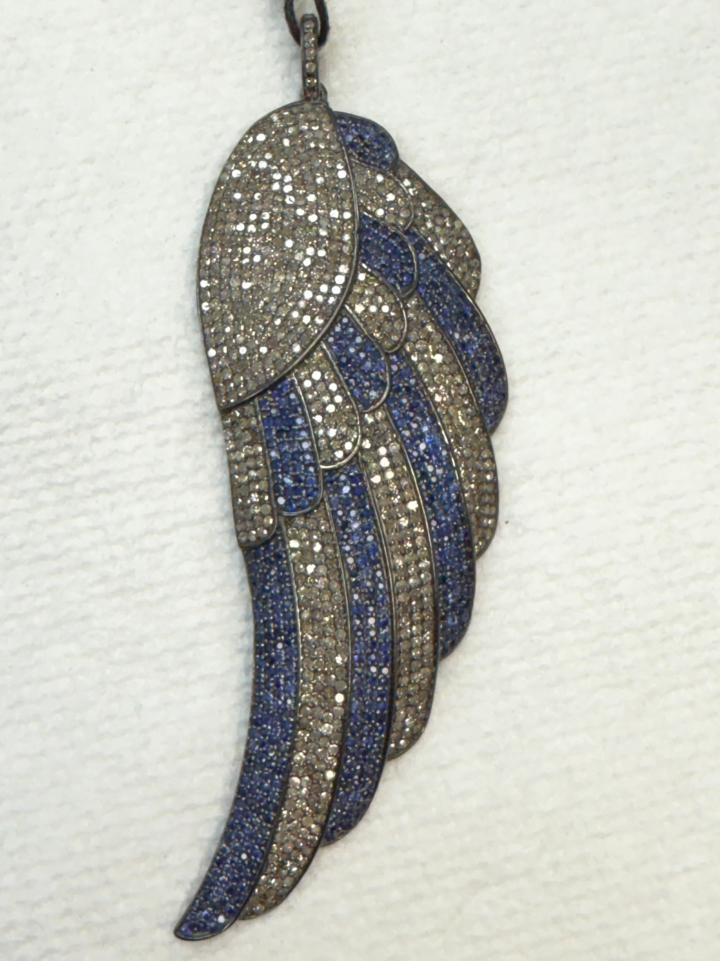Feather Silver and Diamond Pave PENDANT & CHARMS With Stone