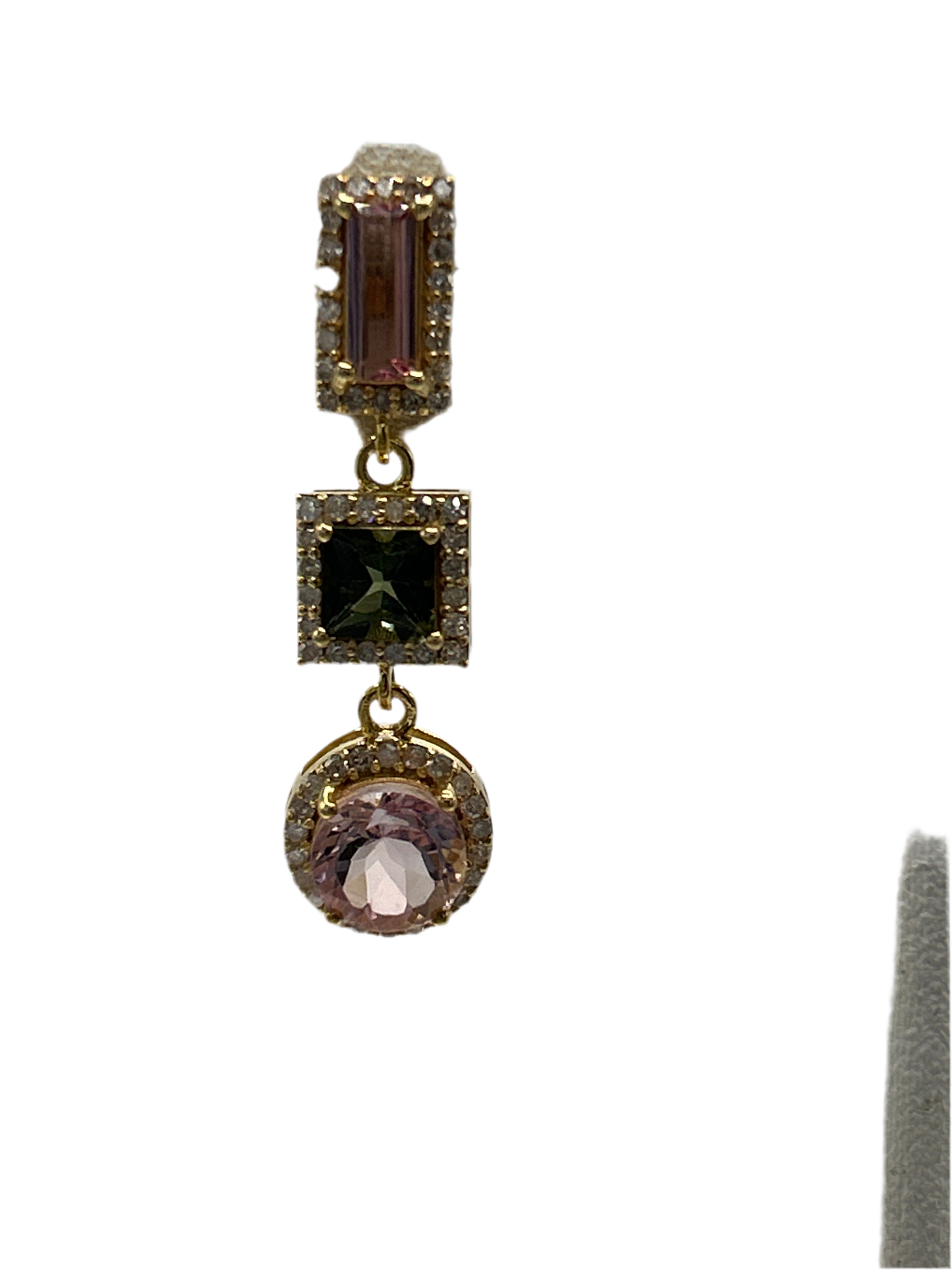 14k Gold Tourmaline Diamond Earring