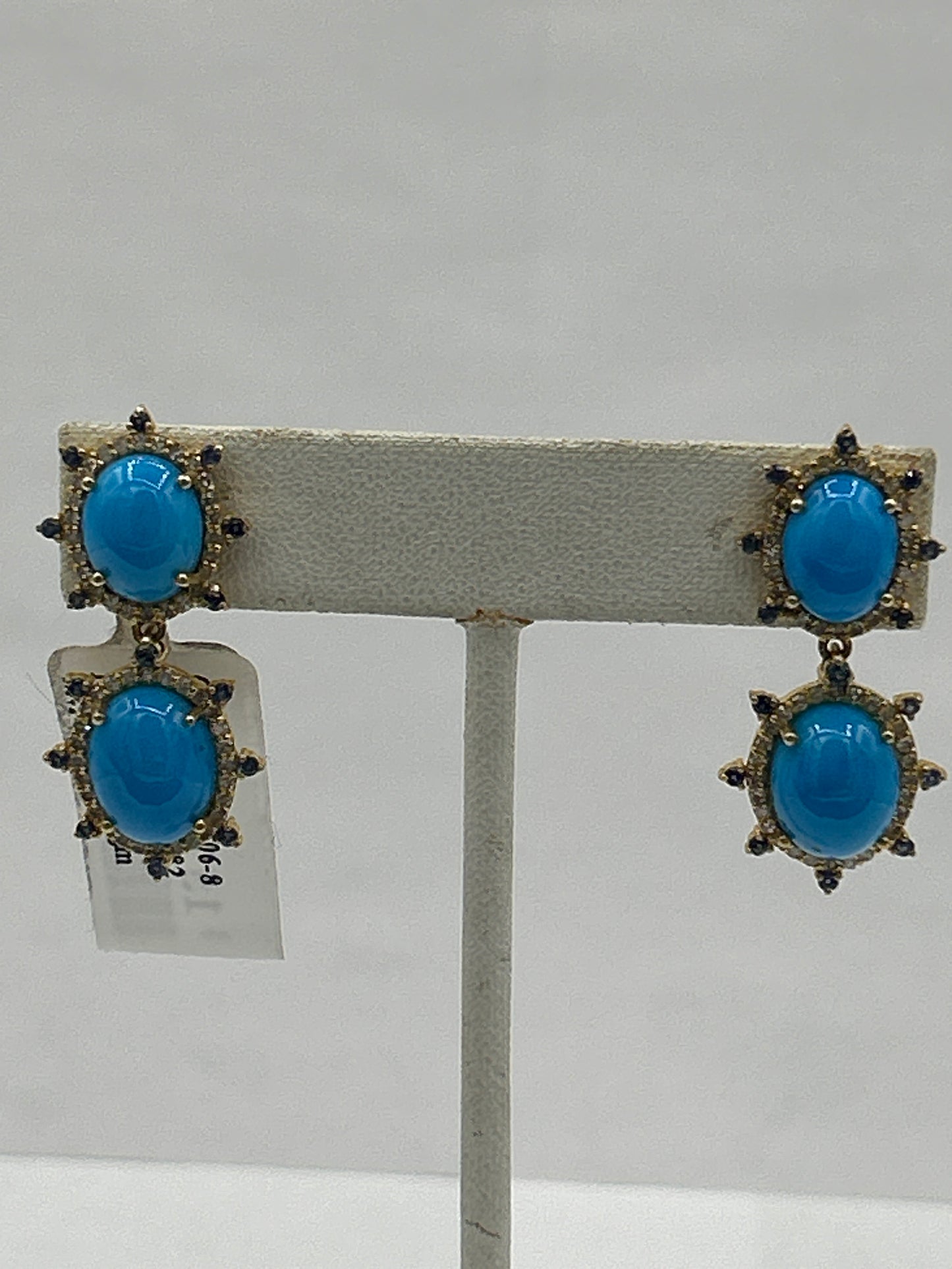 Natural Turquoise 14k Gold Diamond Earring