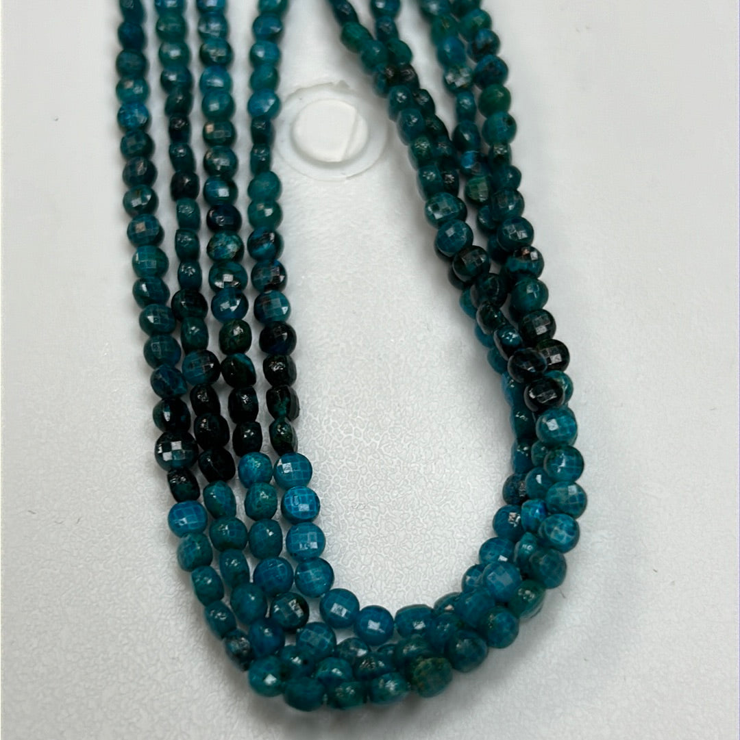 Chrysocolla Beads Faceted Coin