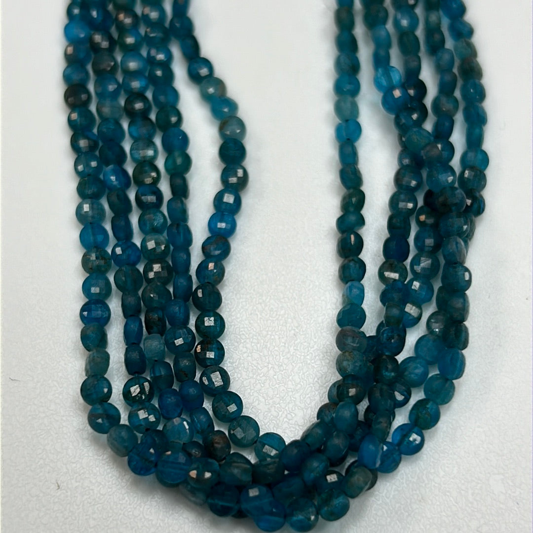 Apatite Neon Beads Faceted Coin