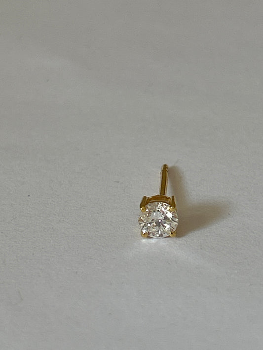 14k Solid Gold CVD Diamond Stud Earring