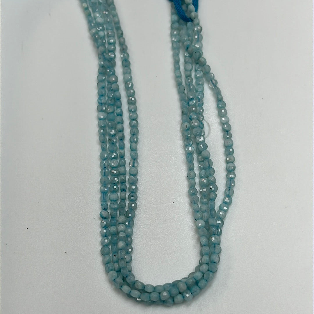 Aquamarine Beads Faceted Coin