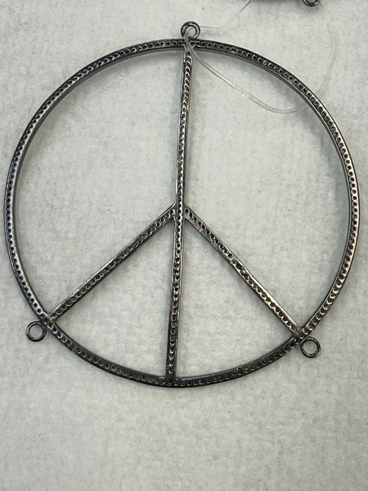Peace Sign Diamond Connector And Pendant