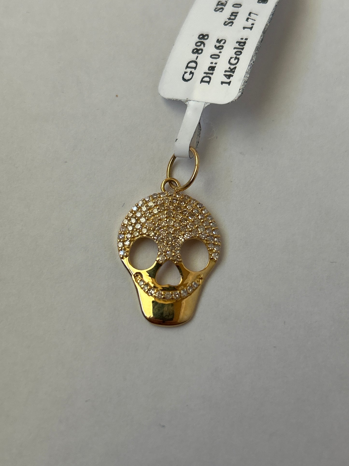 14K Gold Skull Head Shape Pendant