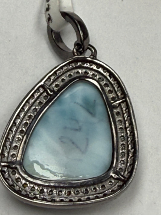 Larimar Diamond Pendant