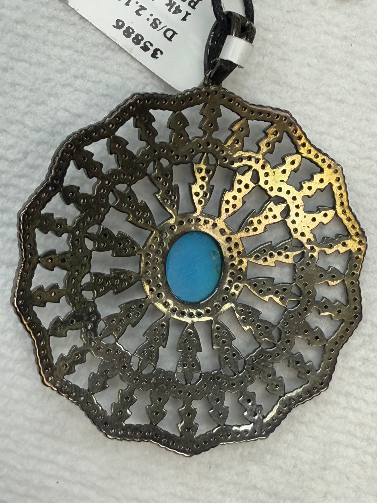 Turqouise Silver and Diamond Pave PENDANT & CHARMS
