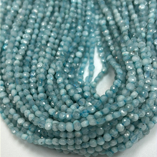 Aquamarine Beads Faceted Coin