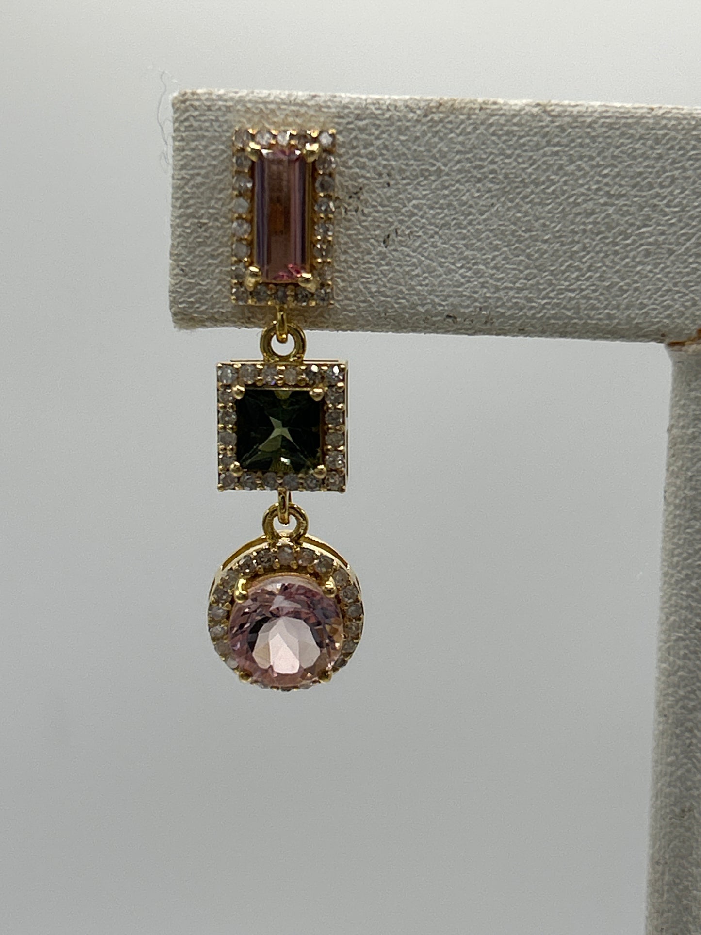 14k Gold Tourmaline Diamond Earring