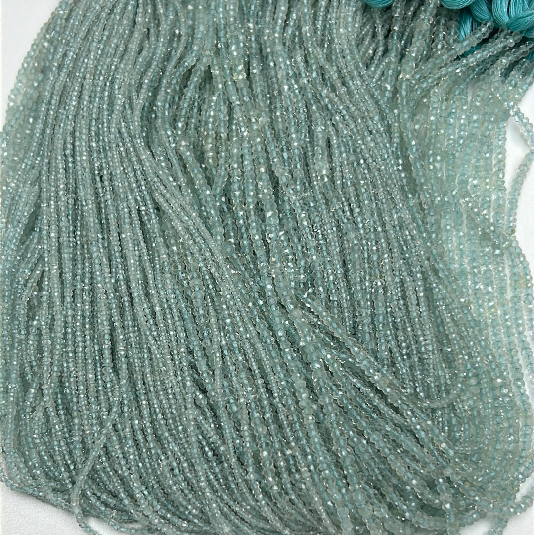 Aquamarine Beads Faceted Roundelle