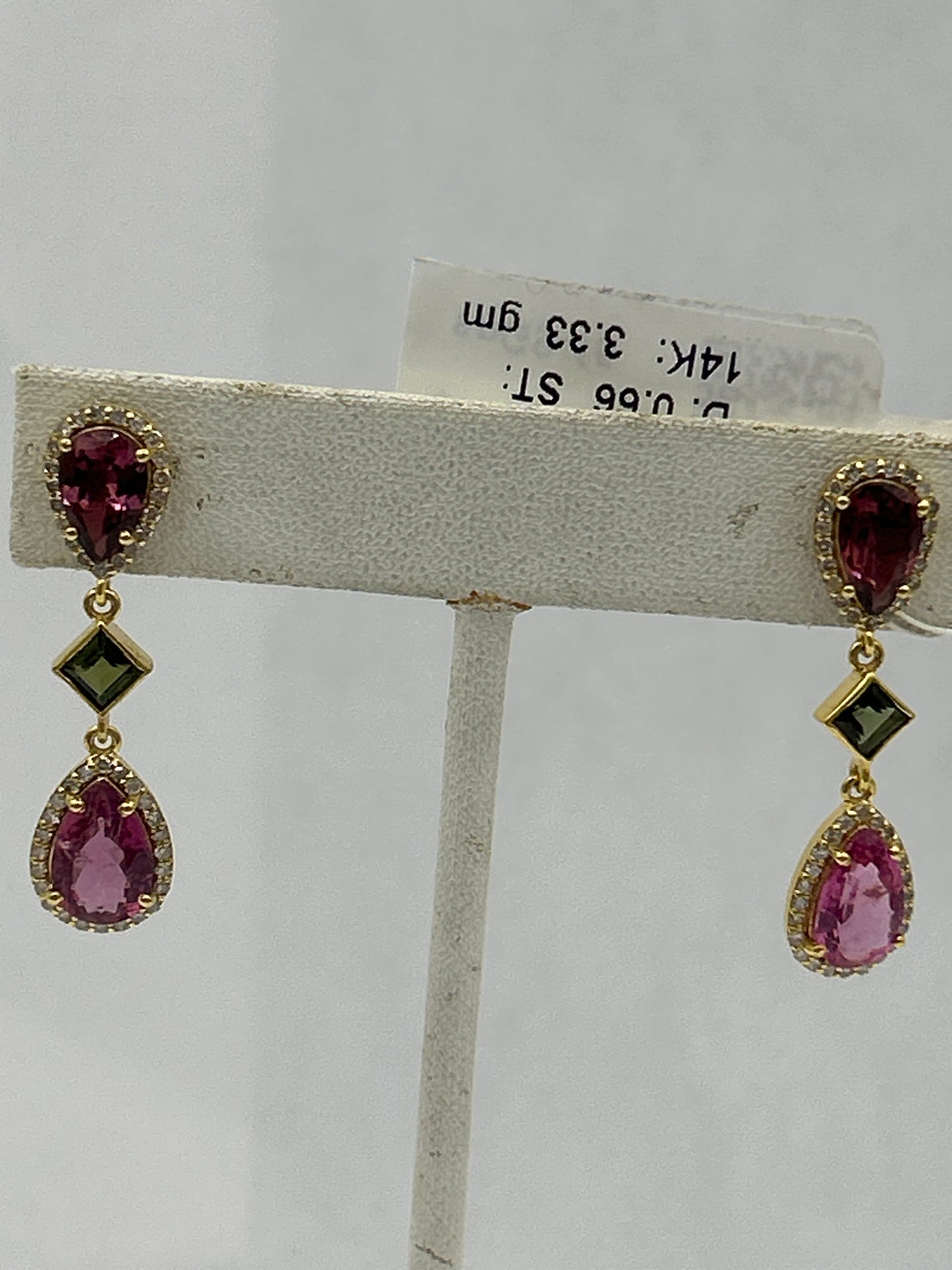 Tourmaline 14k Gold Diamond Earring