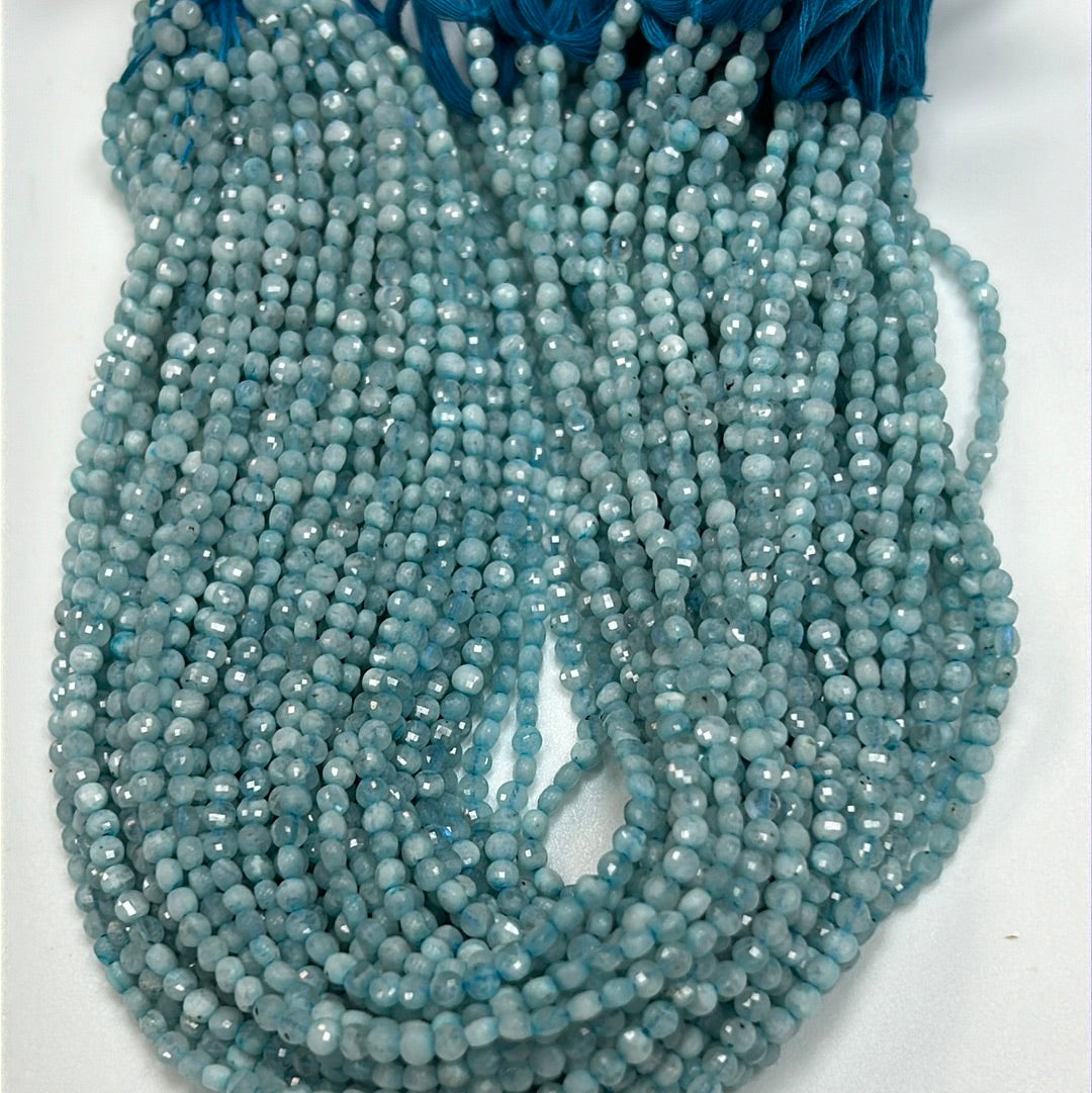 Aquamarine Beads Faceted Coin